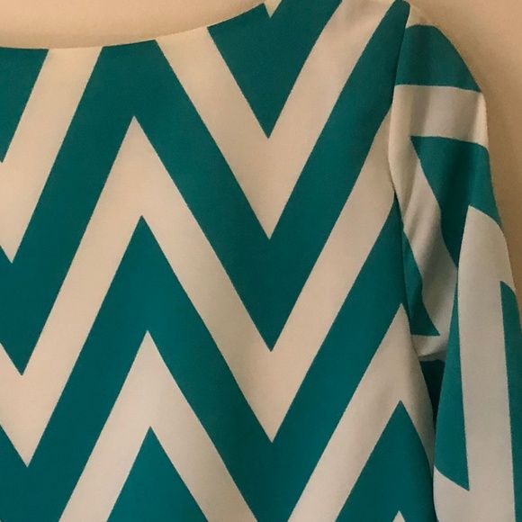Turquoise Chevron Everly Shift Dress - Picture 4 of 5